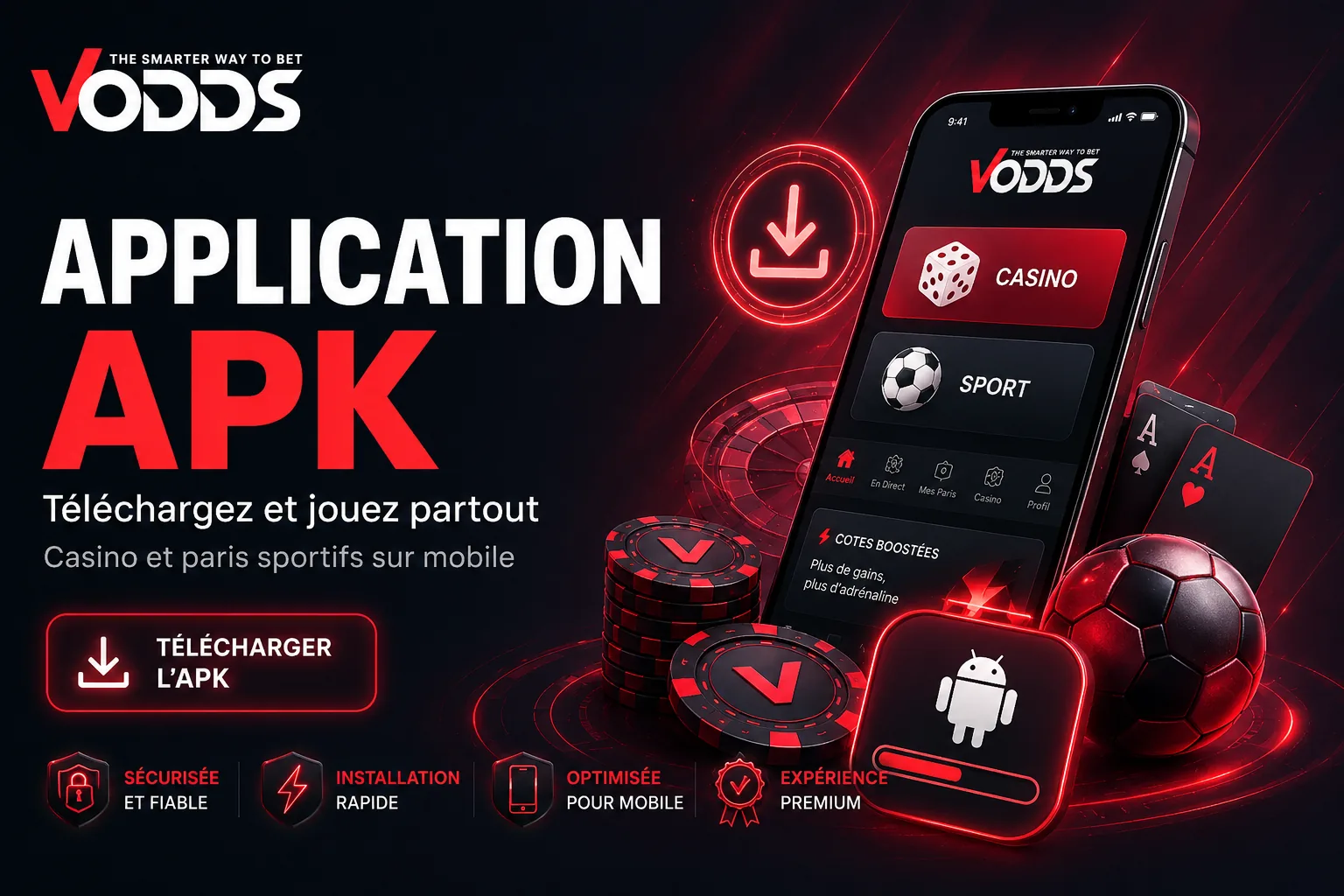 Visuel Vodds en français pour l'application APK et l'accès mobile